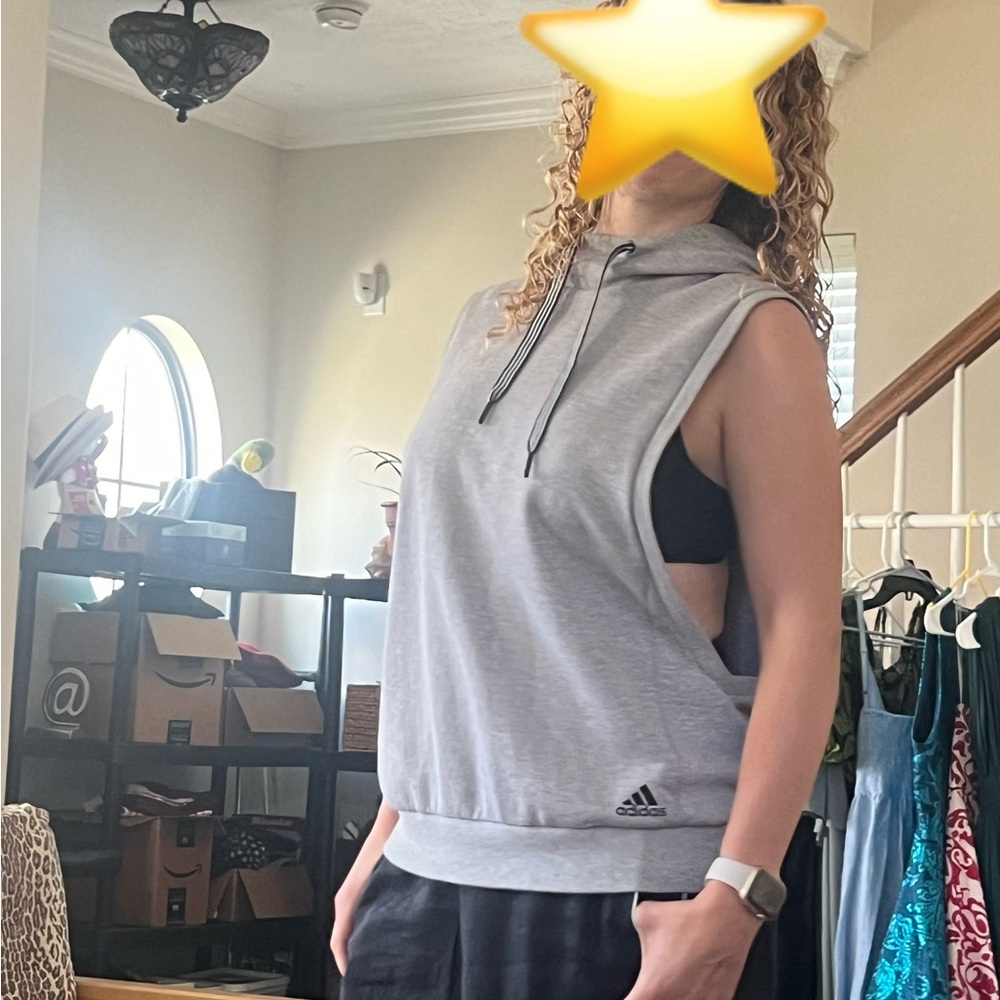 Adidas Women's Gray Sleeveless Hoodie